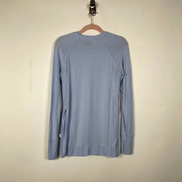 Athleta Studio Side Slit CYA Long Sleeve Sweatshirt Pure Blue XS #1186 - Picture 3 of 15